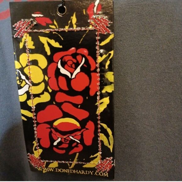 NWT Ed Hardy Grey Shirt with Eagle and Lightning Print, Size L - Picture 6 of 6